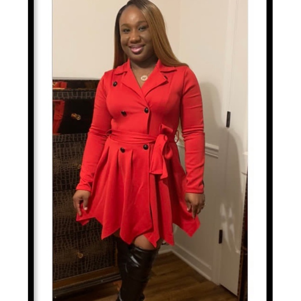 Sexy Trench Dress (Red)-without the belt